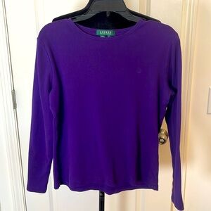 LAUREN RALPH LAUREN SOLID PURPLE LONG SLEEVE TSHIRT SZ LARGE